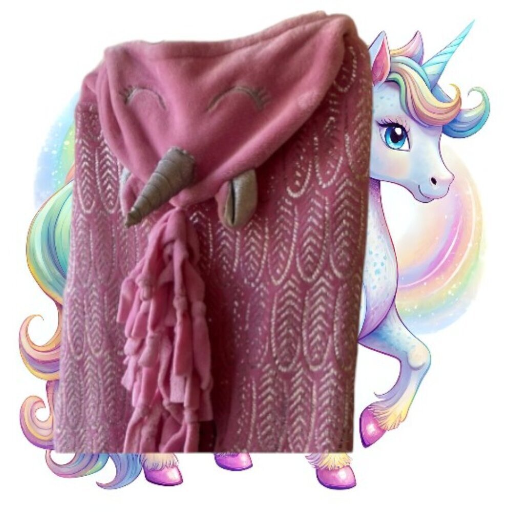 Justice Silver Sparkle Unicorn Design Blanket Wrap - Picture 6 of 10